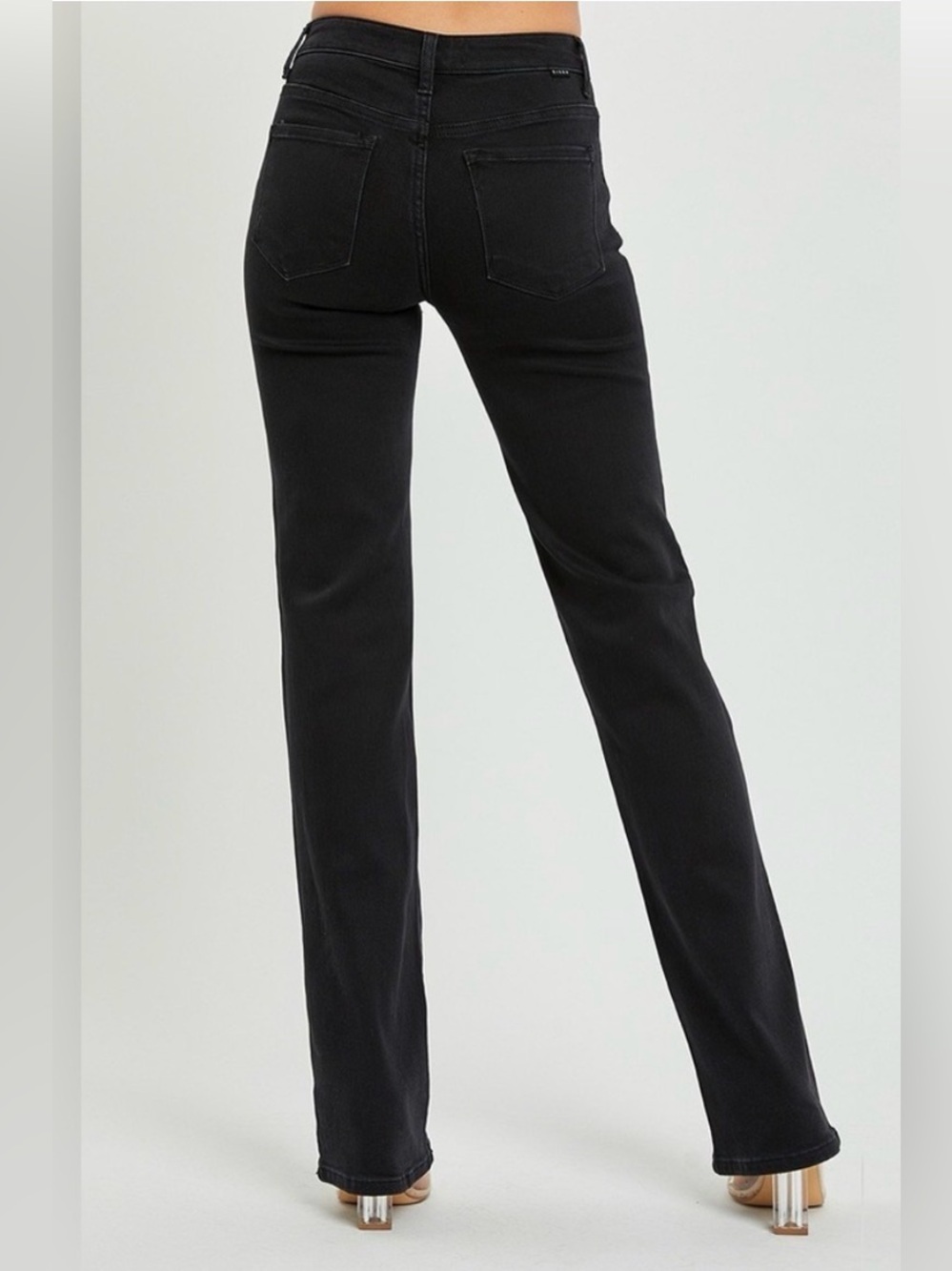 NWT Risen Mid Rise Slim Straight Black Jeans Size 28 - Picture 3 of 5